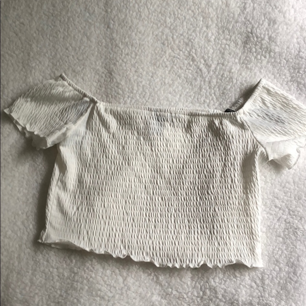 White off the shoulder crop top